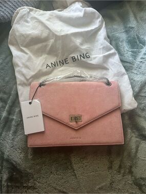 Anine Bing Pink Suede Envelope Shoulder Bag